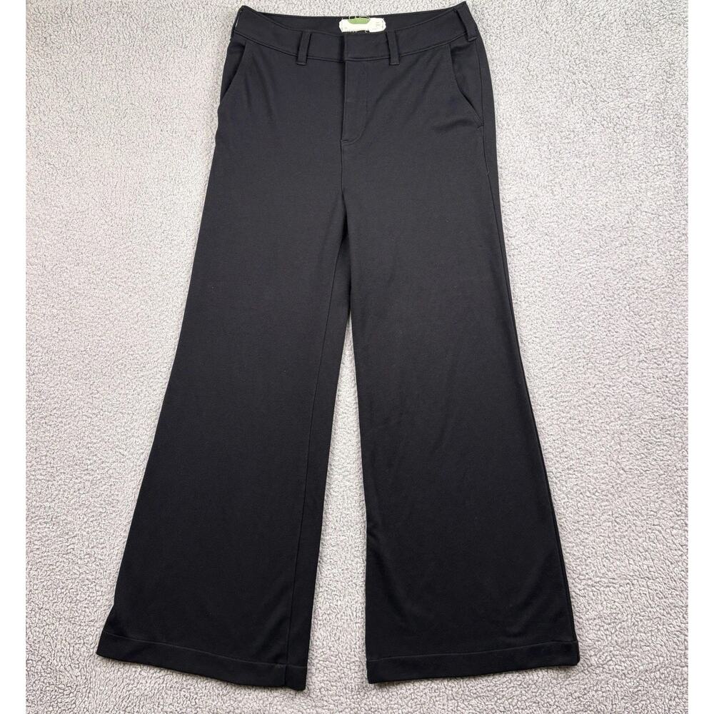Anthropologie Pants Womens 29x30 Black Wide Leg Knit Stretch Flared Work Casual